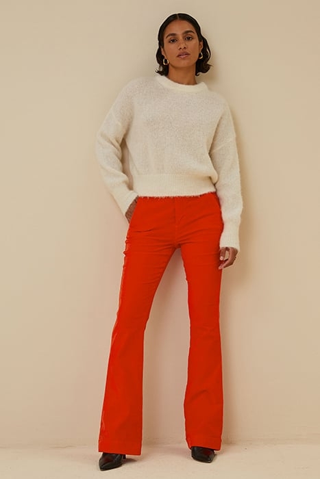 LEILA VELVET PANT POPPY-RED 1