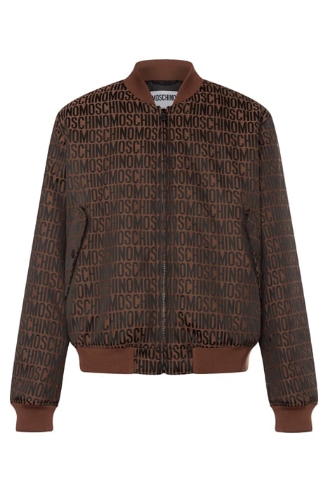ALLOVER LOGO JACQUARD NYLON BOMBER JACKET DARK BROWN 3