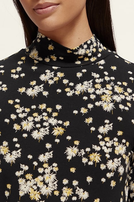 MOCK NECK ALLOVER PRINTED SLIM-FIT TOP DANDELION BLACK 5