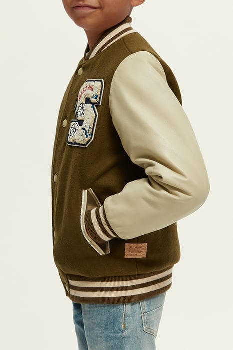 WOOL COLLEGE JACKET WITH LEATHER SLEEVES KHAKI 5