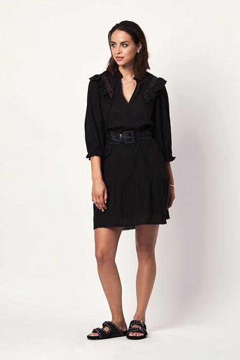 D6REAUX RUFFLED DRESS RAVEN 1