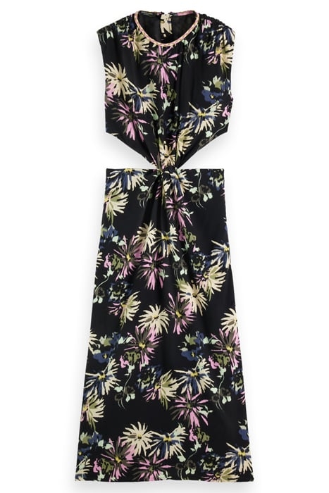 DRAPED STRUCTURED SHOULDER MIDI DRESS ASTER BLACK 1