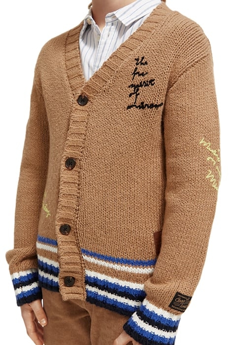 INTARSIA CARDIGAN CAMEL 6