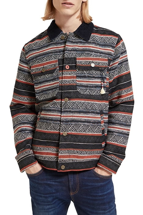 COTTON-BLEND JACQUARD TRUCKER JACKET NIGHT MULTICOLOUR STRIP 1