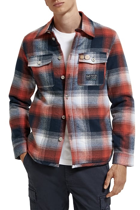 TEDDY LINED CHECKED OVERSHIRT BLUE RED CHECK 1