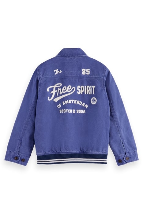 WASHED INDIGO DYED JACKET WITH ARTWORKS IN ORGANIC COTTON WO 5