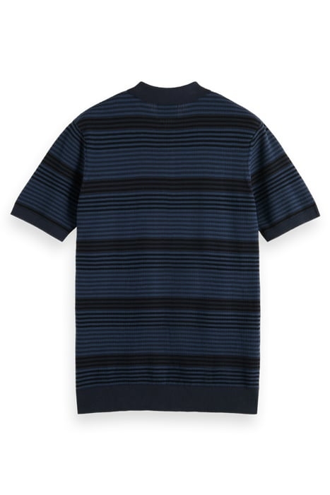 STRUCTURE KNITTED POLO BLUE STRIPE 5