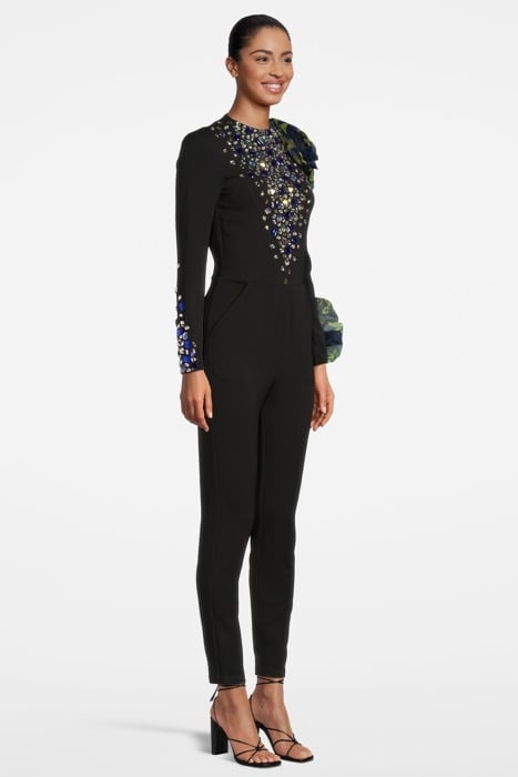 WOMEN‘S SIDE VOLANT OVERALL WITH SWAROVSKI CRYSTALS BLACK 4