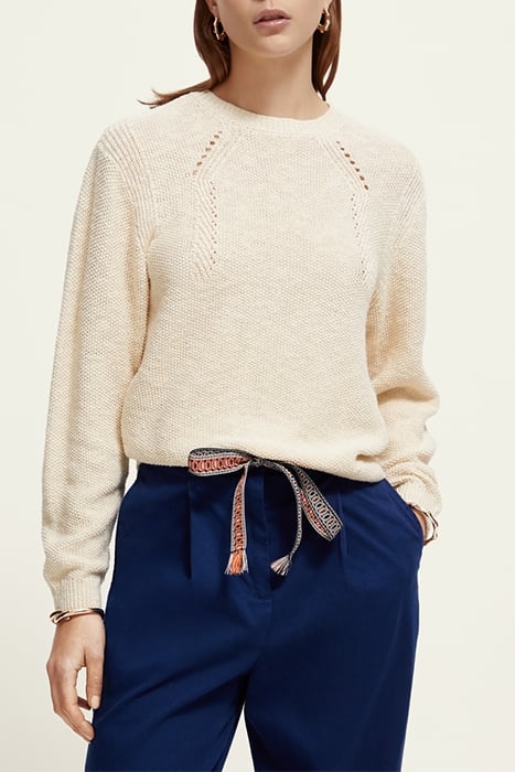 METALLIC STITCH PULLOVER ECRU 1