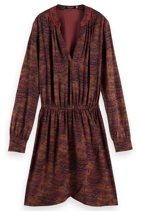 ELASTICATED WAIST MINI DRESS FEATHER BORDEAUX 4