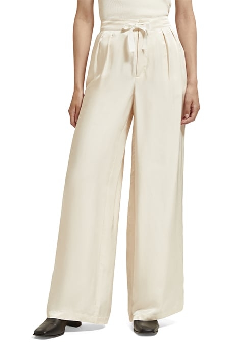 ELENI - HIGH RISE WIDE LEG PYJAMA PANTS ECRU 1