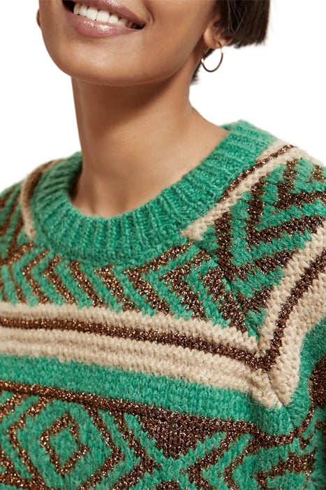 METALLIC FAIR ISLE PULLOVER FROZEN MINT 7