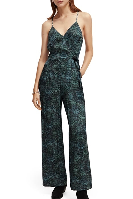 WAISTED BELT DETAIL JUMPSUIT FEATHER BOTTLE GREEN 1
