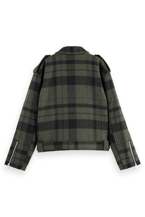 GREEN CHECK BIKER JACKET MILITARY GREEN CHECK 5