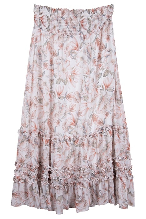 ANNALISE RUFFLE CO-ORD MAXI SKIRT FADED CORAL FLORAL 1