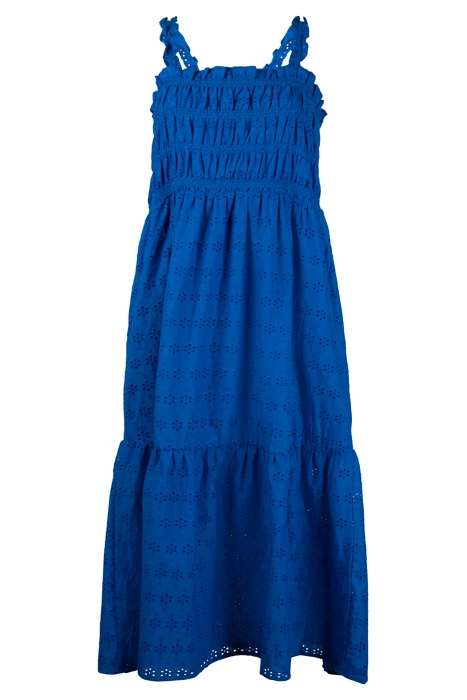 SHIRRED BRODERIE SUNDRESS LONG BRIGHT BLUE 1