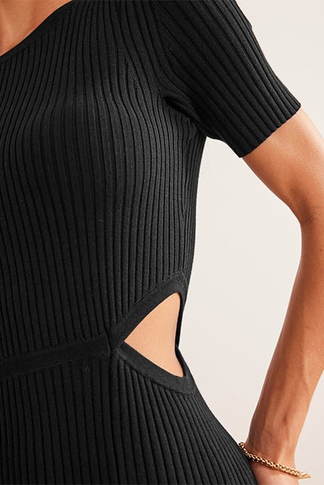 CUT OUT KNITTED MIDI DRESS BLACK 5