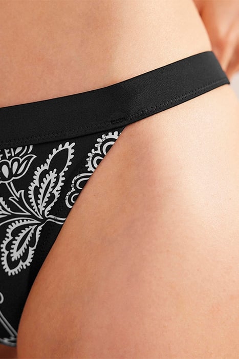 TANGA BIKINI BOTTOMS BLACK, WHITE FLORAL 5