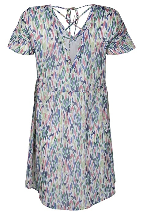 ECRU IKAT DIAMOND PRINT DRESS WITH LACED BACK 2