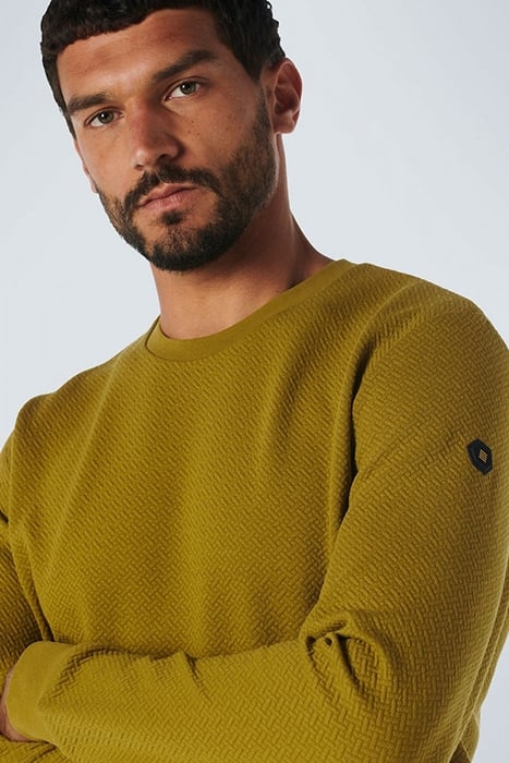 SWEATER CREWNECK DOUBLE LAYER JACQUARD STRETCH OLIVE 6