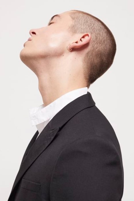 SATIN LAPEL CROSSED JACKET BLACK 6