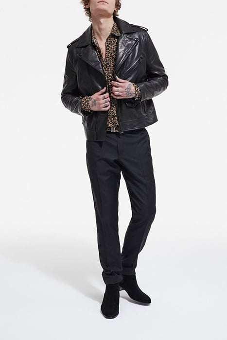 BIKER-STYLE LEATHER JACKET WITH ZIP DETAILS BLACK 1