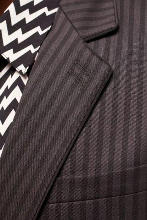 CLASSIC PIPPING COLLAR SUIT JACKET BLACK GREY 5