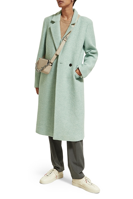 GREEN MELANGE SINGLE BREASTED BOUCLE COAT LIGHT MINT 2
