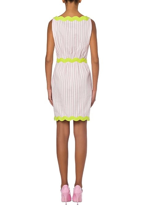 HEART BUTTONS JACQUARD STRIPED DRESS PINK 2