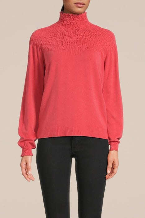 SMOCKED SWEATER BASIC KNIT ROUGE 1