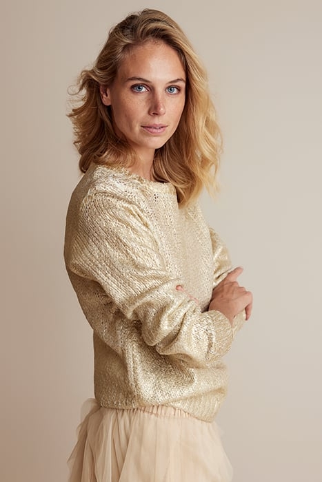 SWEATER GOLD COATED WOOL BLEND KNIT IVORY 4