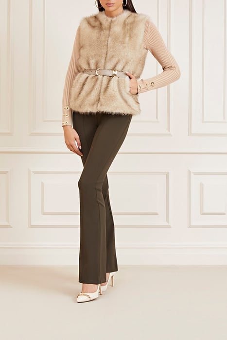 HONEY FAUX FUR VEST FAWN TAUPE 5