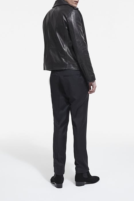 BIKER-STYLE LEATHER JACKET WITH ZIP DETAILS BLACK 2