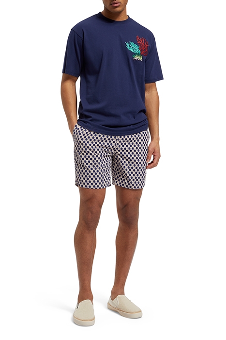 MID LENGTH SWIM SHORT MINI ALL OVER PRINT POLKA NAVY BLUE 3