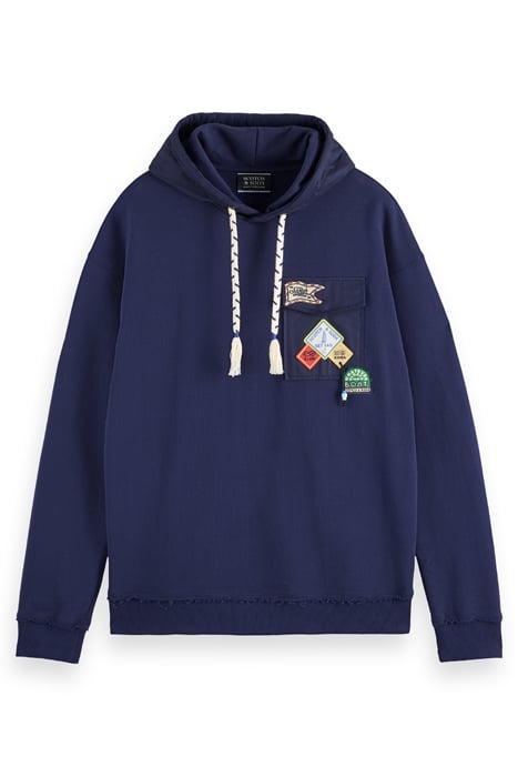 BADGE POCKET HOODIE NAVY BLUE 4