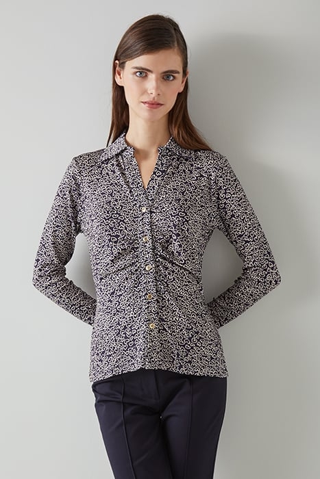MOLLY HEART BUTTON-DOWN SHIRT NAVY/IVORY 1