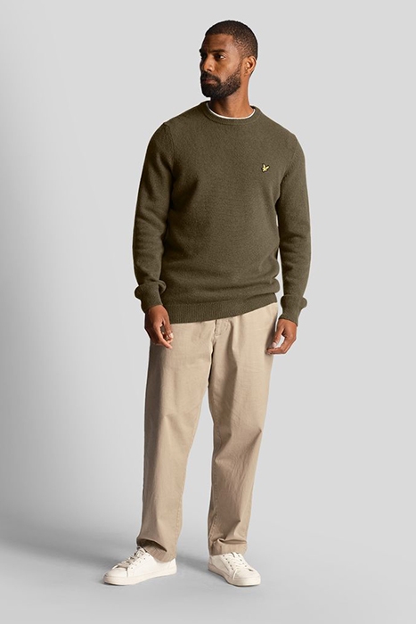 CREW NECK LAMBSWOOL BLEND JUMPER OLIVE 3