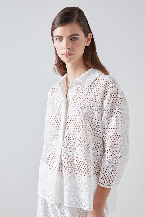EDIE BRODERIE BUTTON-DOWN SHIRT WHITE 4