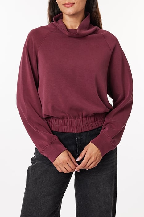 FUNNEL NKSMOCKED HEM POPOVER BURGUNDY 5