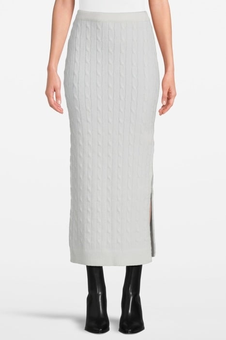 BRAIDED MOHAIR KNIT MIDI SKIRT WHITE 1