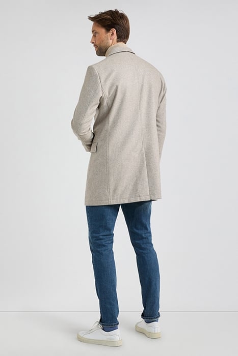 WOOL HERRINGBONE OVER COAT SAND 3