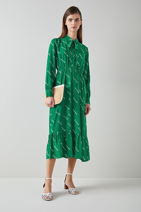 BRIDGET MONKEY MIDI DRESS GREEN/CREAM 1