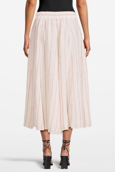 PINSTRIPE LINEN SKIRT RED 2