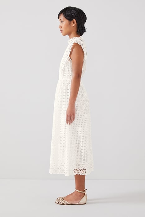 LAILA BRODERIE MIDI DRESS WHITE 4