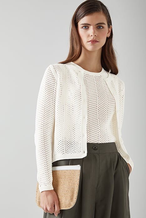 AVA CREW CARDIGAN PURE WHITE 1