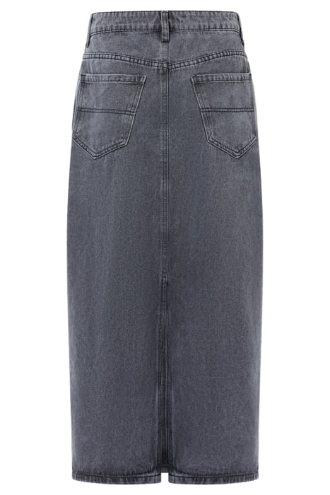 DENIM MIDI BACK SPLIT SKIRT BLACK 2