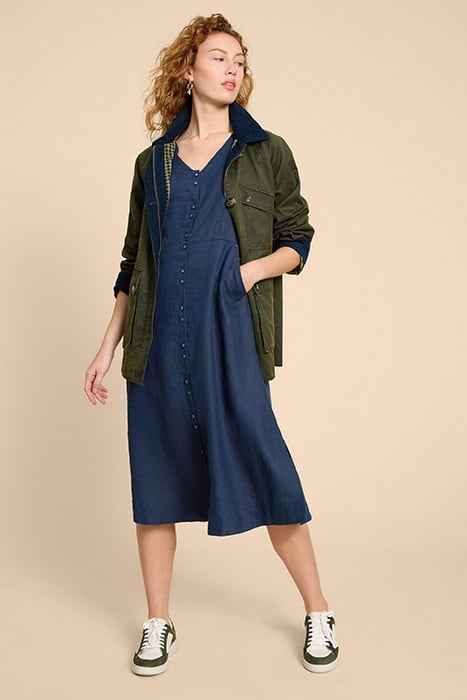 IVY LINEN MINI DRESS DARK NAVY 3