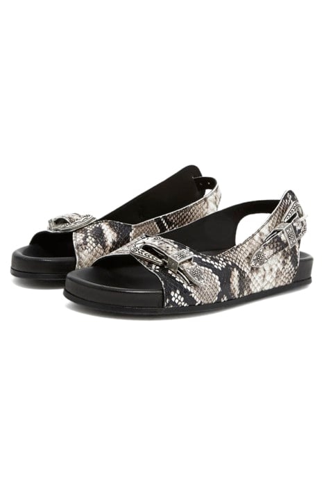 SANDALES EN CUIR IMPRIME PYTHON BLACK GREY 4