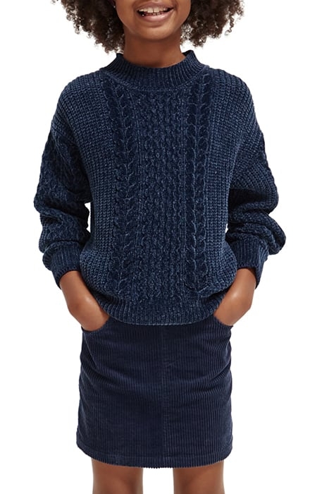 GIRLS CHENILLE CABLE KNIT PULLOVER NIGHT 1
