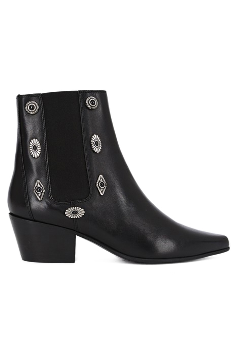 BOTTINES EN CUIR AVEC RIVETS EN METAL BLACK 1